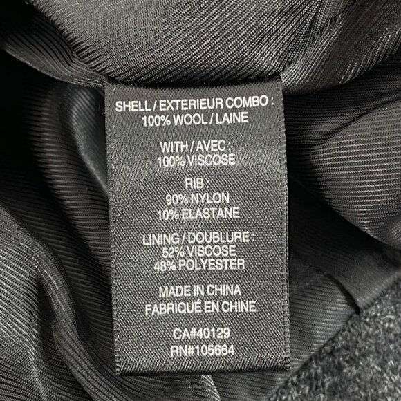 LAMB WOMEN'S GREY WOOL BLACK FAUX LEATHER GEO APPLIQUE BOMBER JACKET - 4 - Picture 11 of 11